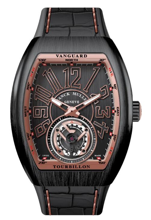 Best FRANCK MULLER Vanguard Tourbillon Brushed Black Titanium Rose Gold V 41 T TT NR BR (5N) (NR 5N 5N) Replica Watch